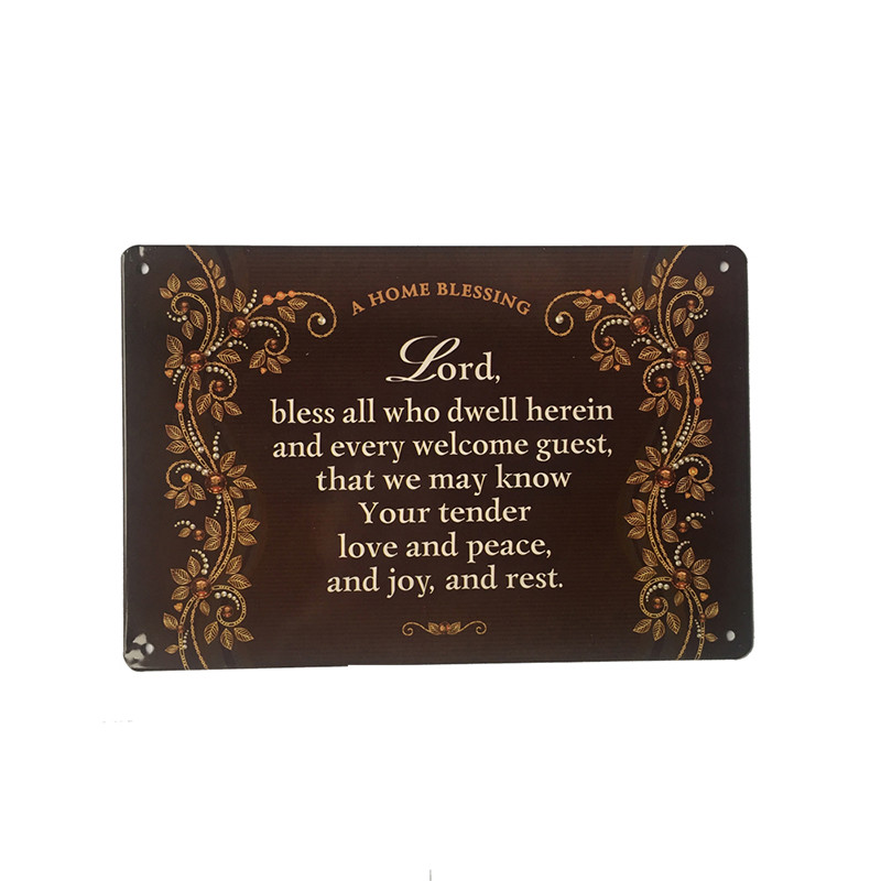 OEM Words with Flowers Blessing Card Tin Metal Sign