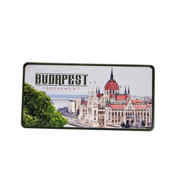 Budapest Souvenir Metal Aluminum Post Card with Paper Written Board