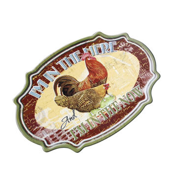 Wholesale Decorative Home Cock Metal Sign Plate