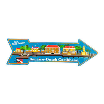 Bonaire-Dutch Caribbean Stamped Metal Decor Arrow Sign