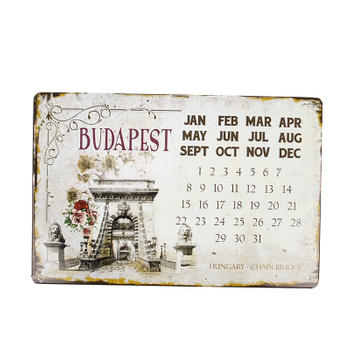 Personalized Decoration Embossed Tin Calendar Sign