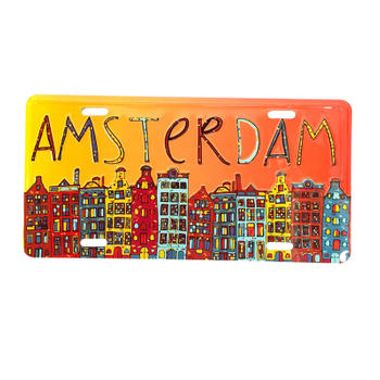 Amsterdam Cartoon Buildings License Plate