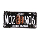 London Vintage Black and White Car License Plate