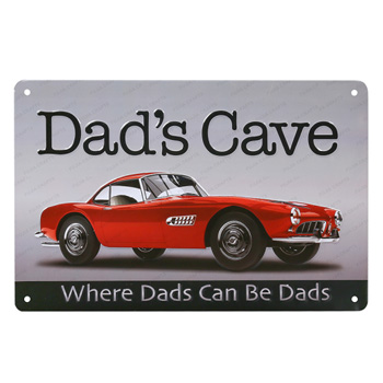 Dad's Cave Metal Wall Poster Embossed Tin Plate