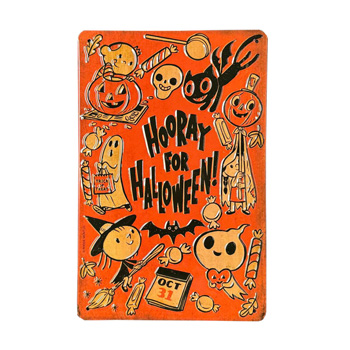 HOORAY For HALLOWEEN Embossed Tin Plate